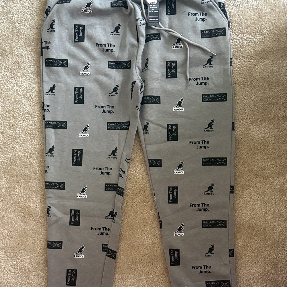 Kangol Gray All-Over Logo Joggers